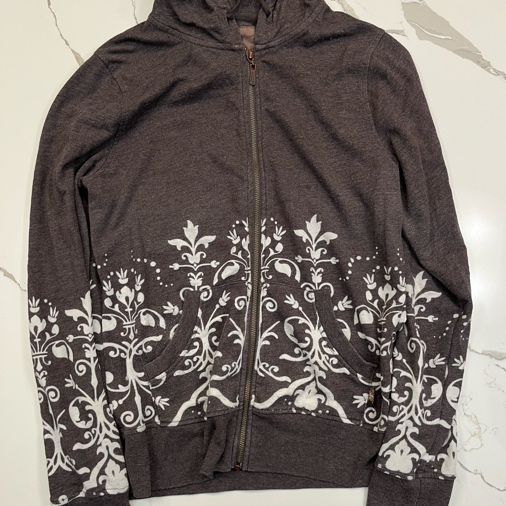Prana Heather Gray Zip-Up Hoodie